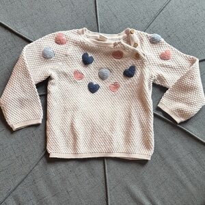 H&M Cream Kids Sweater with Heart Accents
